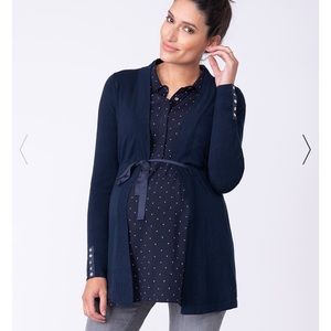 Navy Empire Waist Tie Cardigan Seraphine Maternity